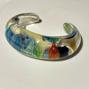 Vintage Bliwn Glass Cuff Bracelet